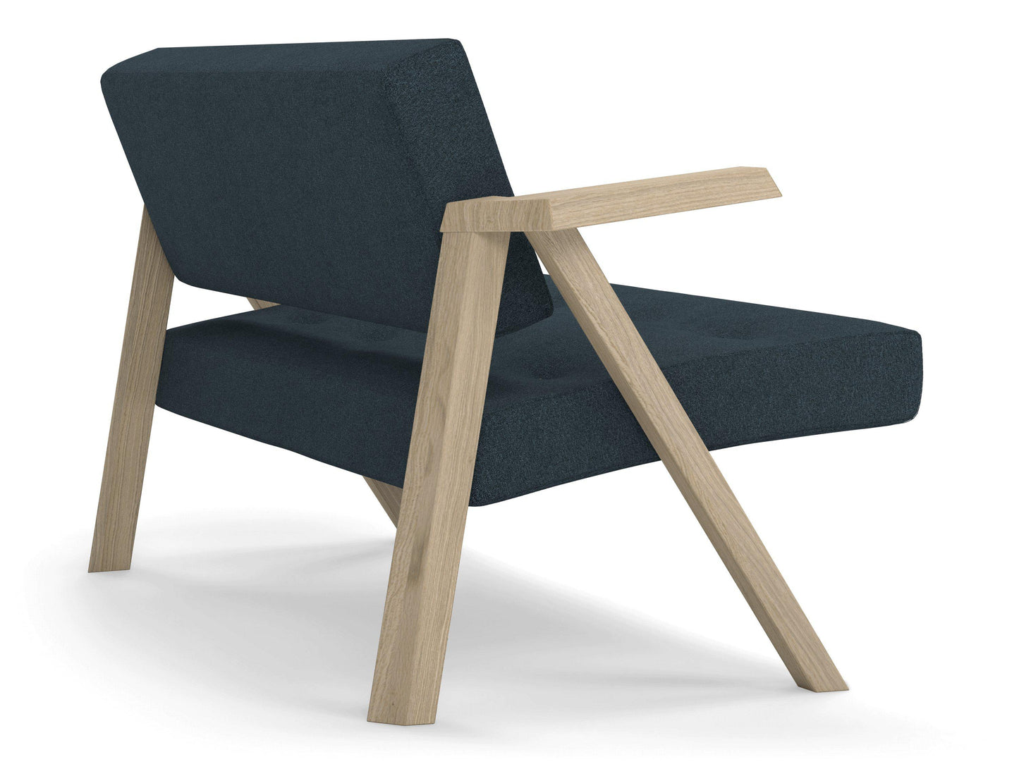 Classic Mid-century Design 2 Seater Sofa Armchair with Buttons in Denim Blue Fabric-Distinct Designs (London) Ltd