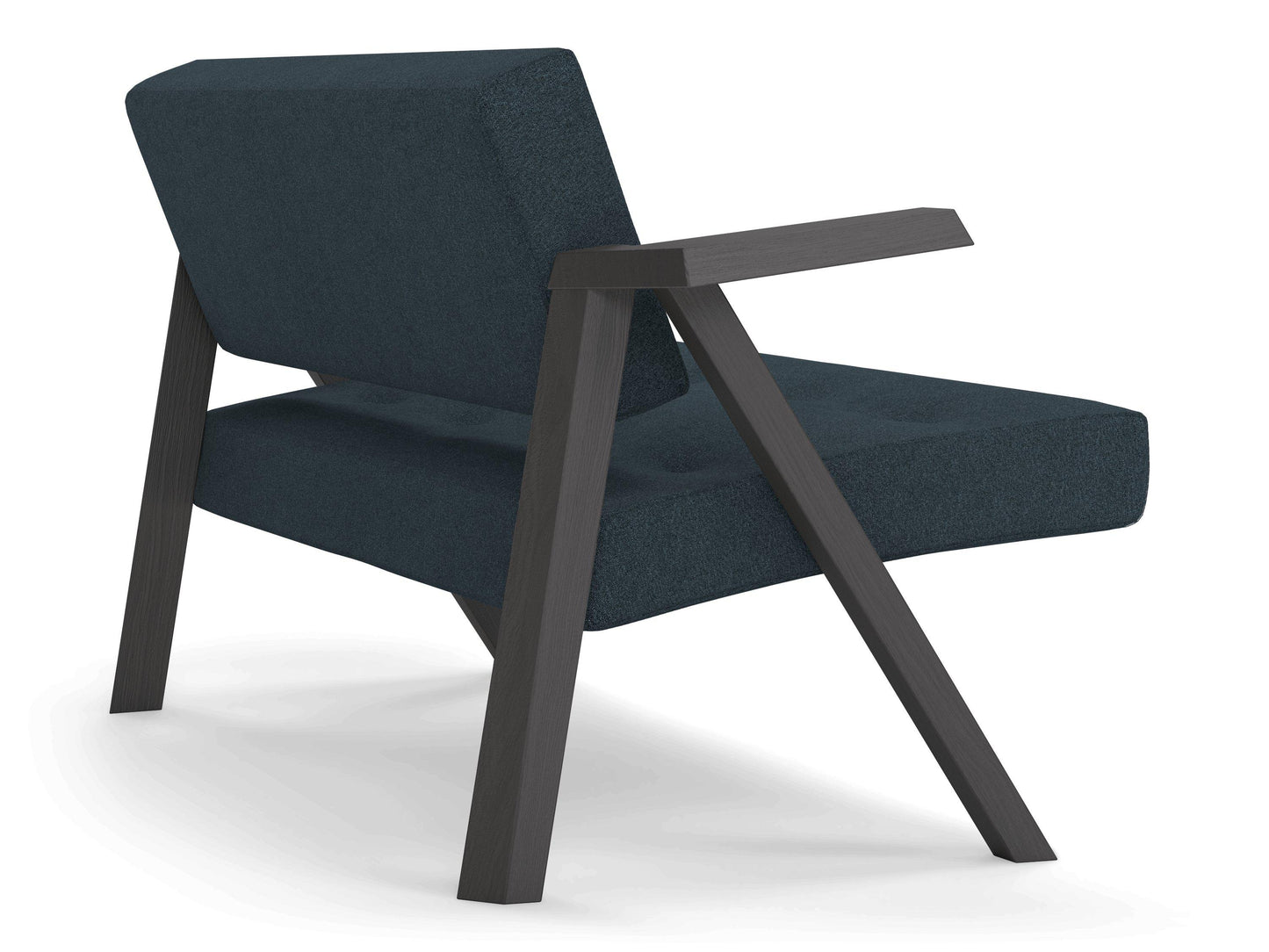 Classic Mid-century Design 2 Seater Sofa Armchair with Buttons in Denim Blue Fabric-Distinct Designs (London) Ltd