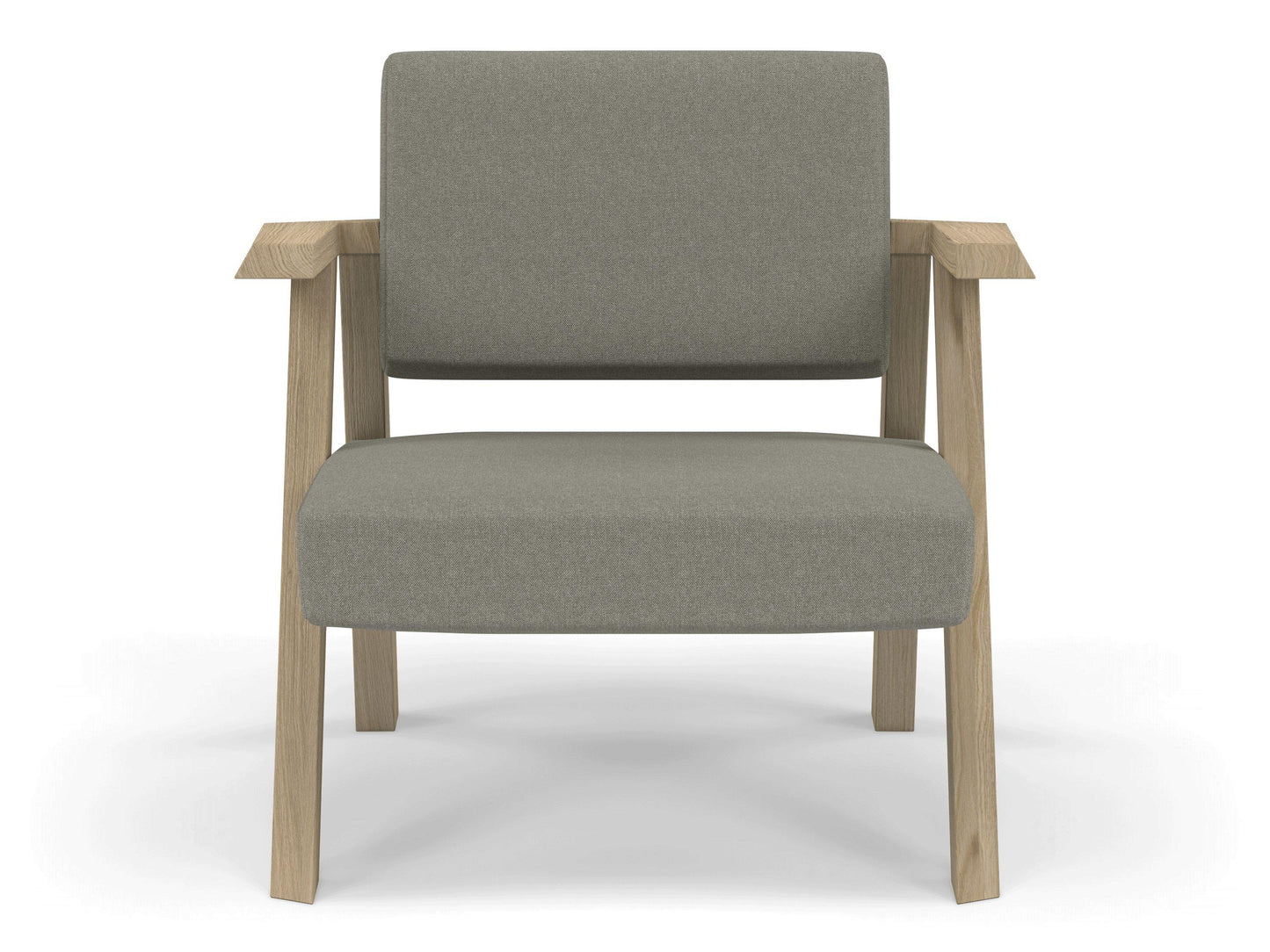 Classic Mid-century Design Armchair in Silver Grey Fabric-Natural Oak-Distinct Designs (London) Ltd