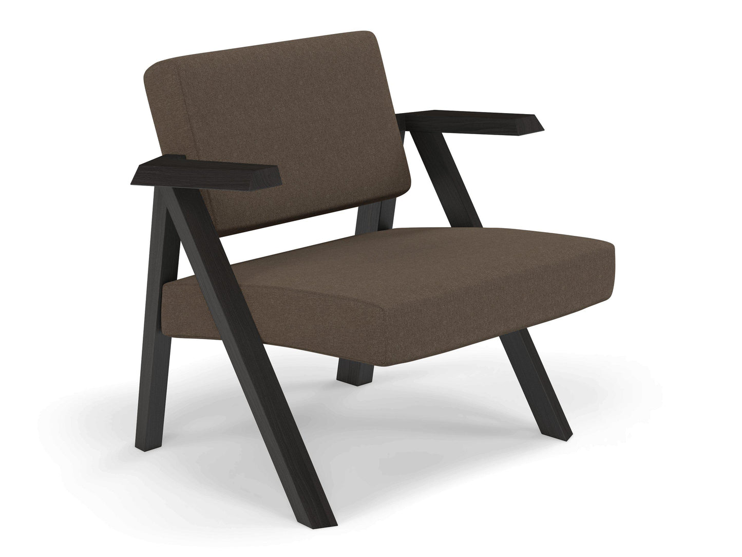 Classic Mid-century Design Armchair in Coffee Brown Fabric-Distinct Designs (London) Ltd