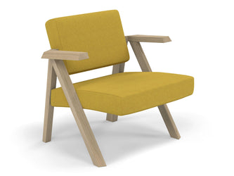 Classic Mid-century Design Armchair in Mustard Yellow Fabric-Distinct Designs (London) Ltd