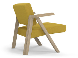 Classic Mid-century Design Armchair in Mustard Yellow Fabric-Distinct Designs (London) Ltd
