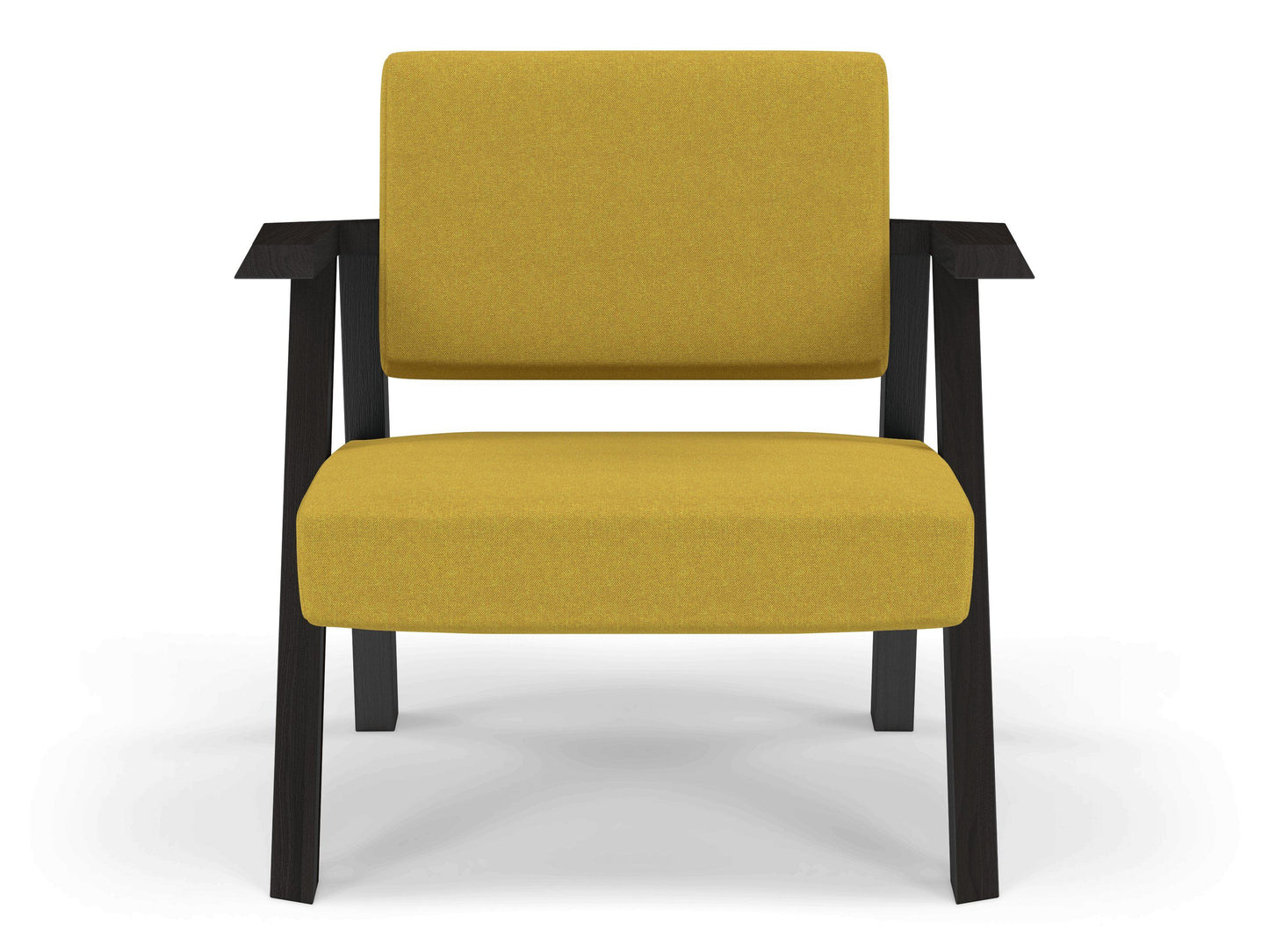 Classic Mid-century Design Armchair in Mustard Yellow Fabric-Wenge Oak-Distinct Designs (London) Ltd