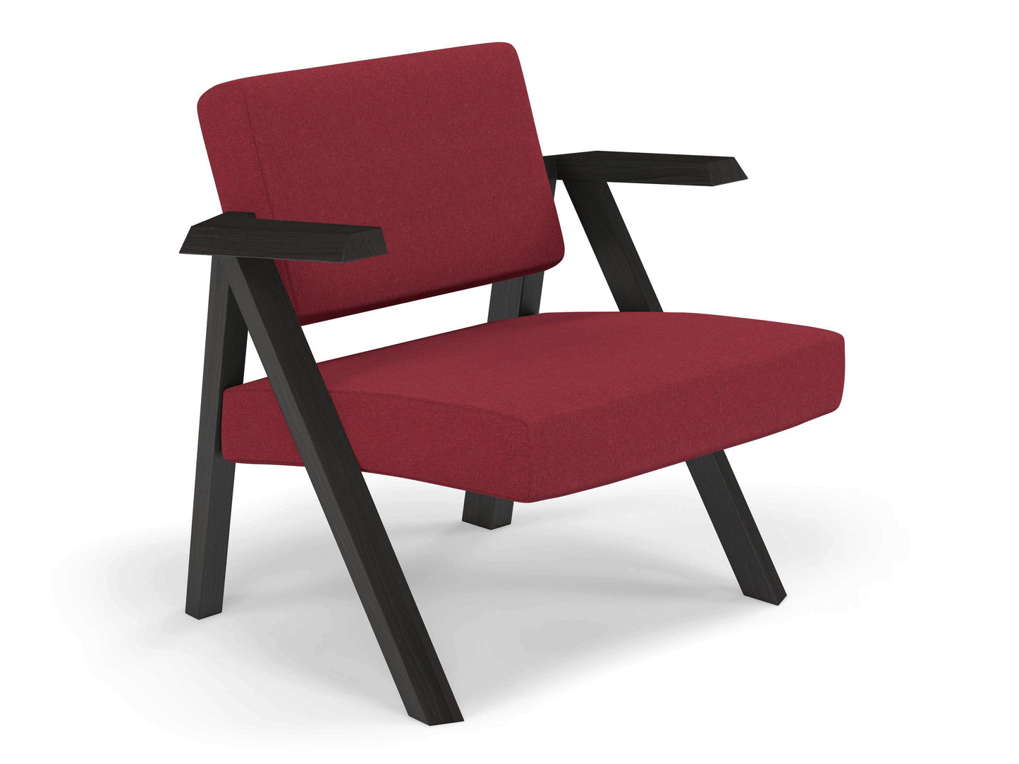 Classic Mid-century Design Armchair in Rasberry Red Fabric-Distinct Designs (London) Ltd