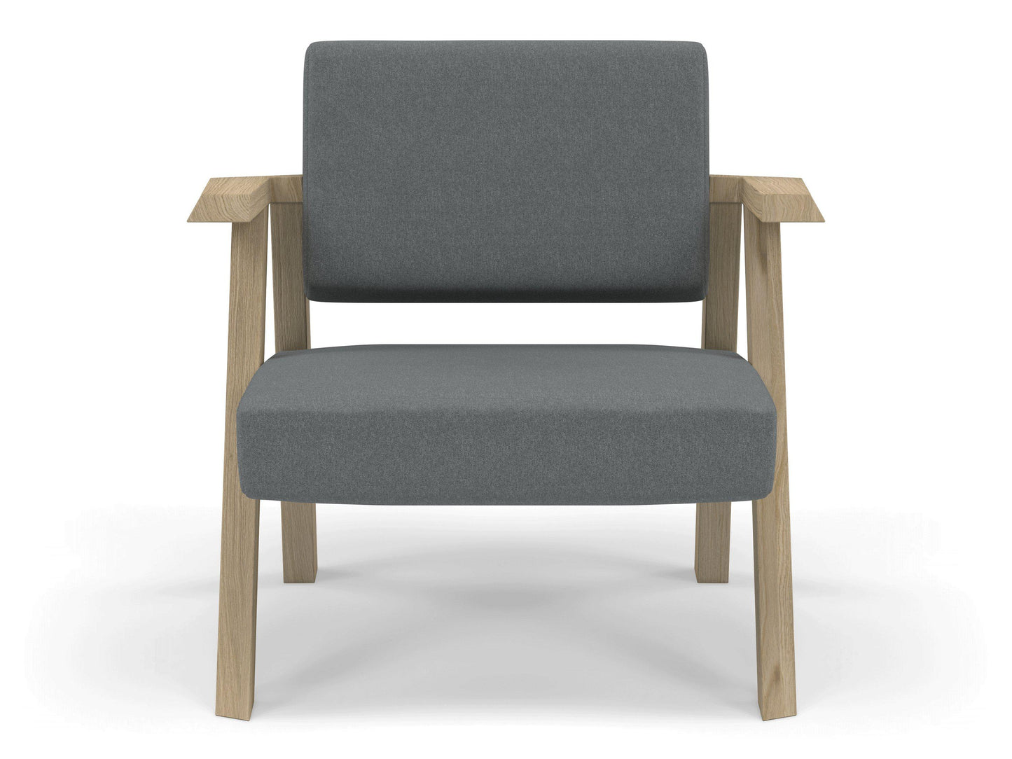 Classic Mid-century Design Armchair in Seaspray Blue Fabric-Natural Oak-Distinct Designs (London) Ltd