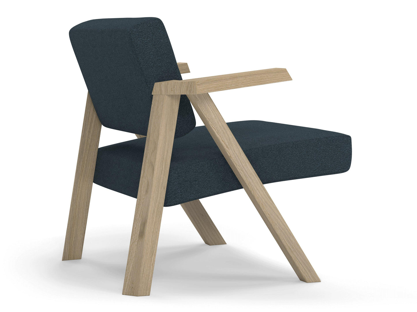 Classic Mid-century Design Armchair in Denim Blue Fabric-Distinct Designs (London) Ltd