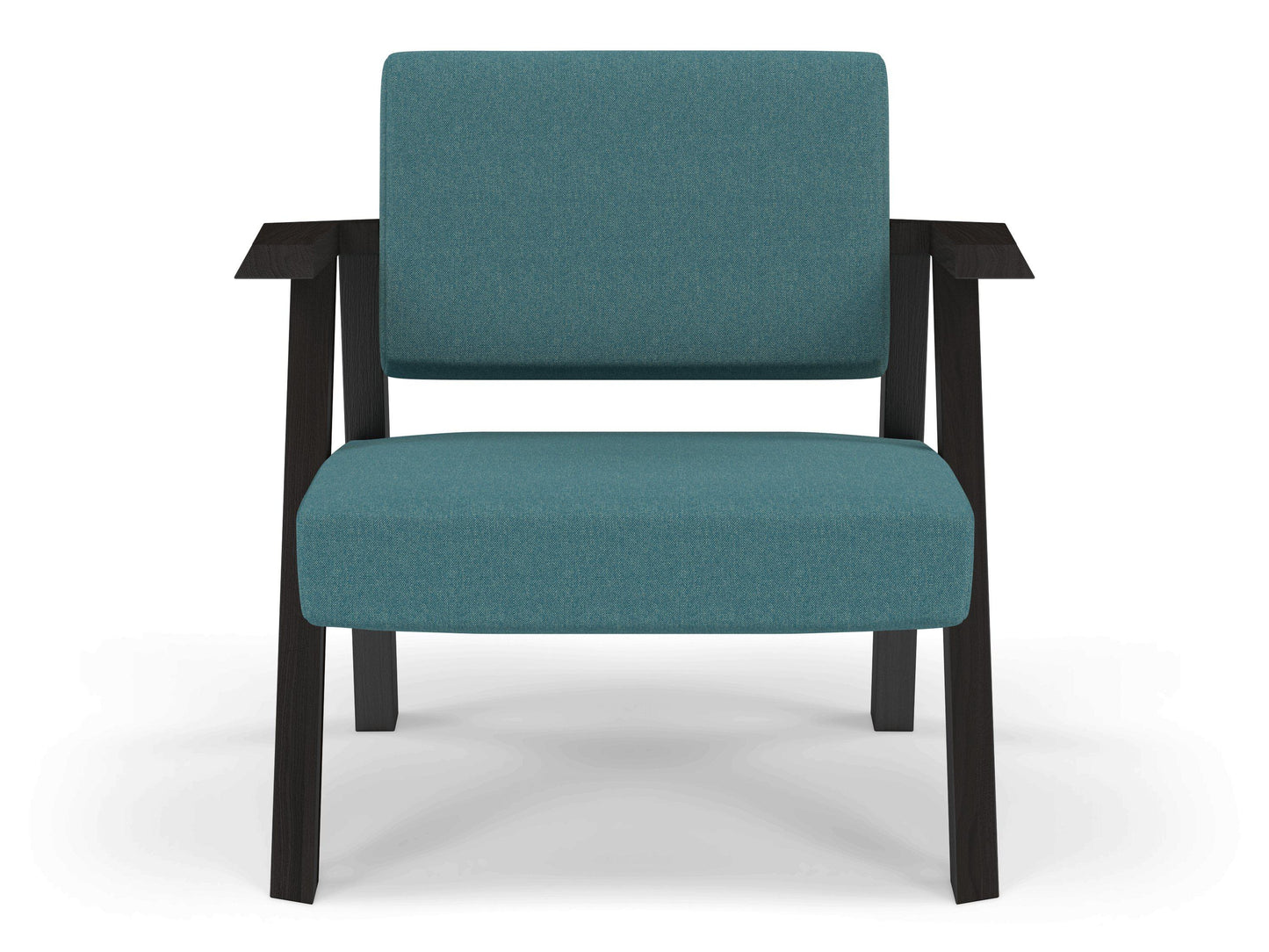 Classic Mid-century Design Armchair in Teal Blue Fabric-Wenge Oak-Distinct Designs (London) Ltd