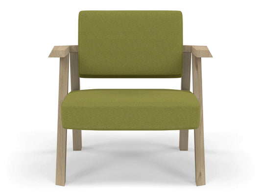 Classic Mid-century Design Armchair in Lime Green Fabric-Natural Oak-Distinct Designs (London) Ltd