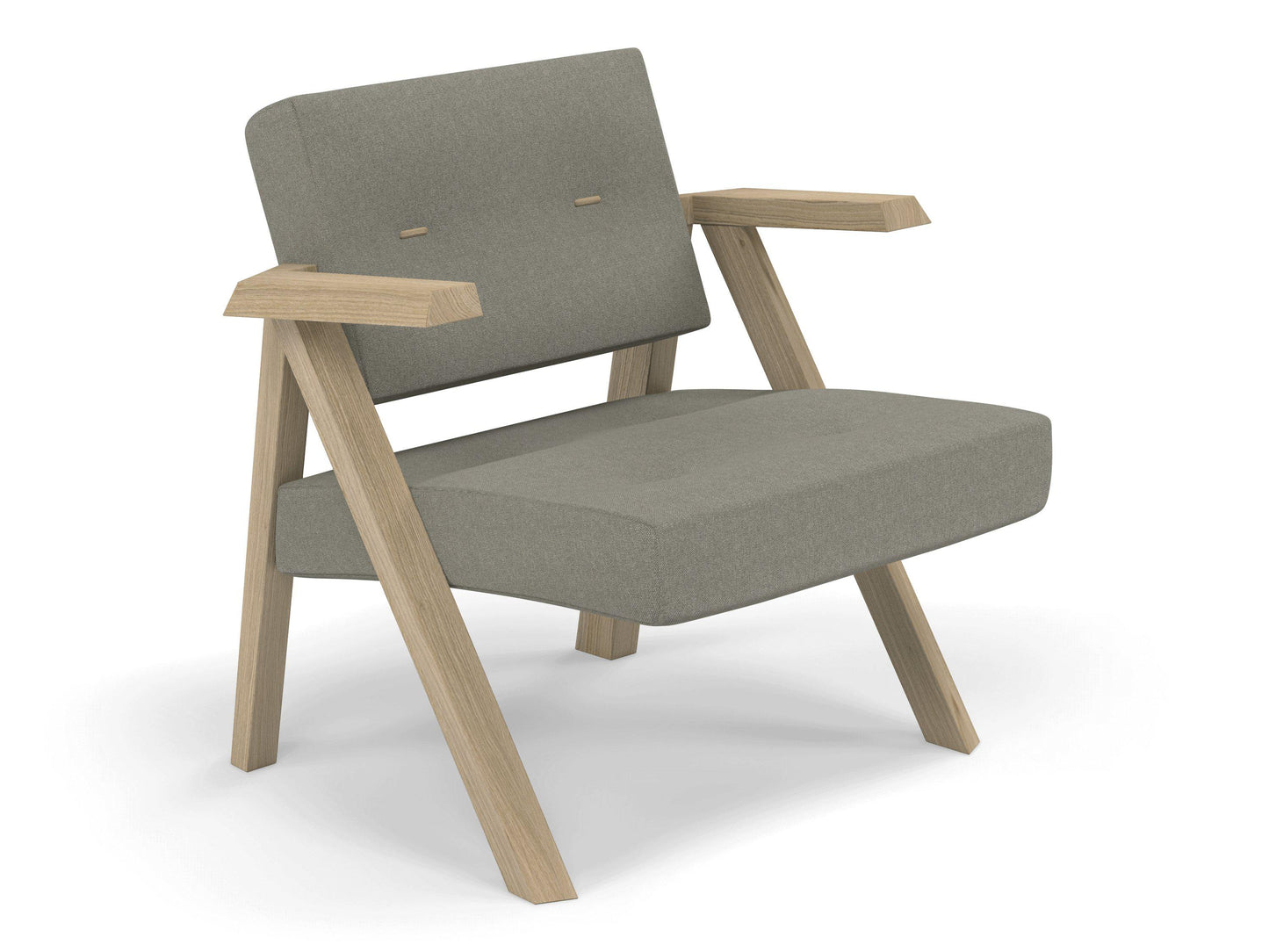 Classic Mid-century Design Armchair with Buttons in Silver Grey Fabric-Distinct Designs (London) Ltd
