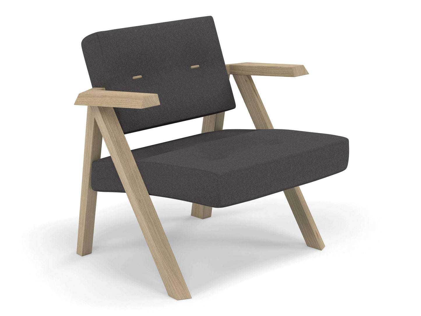 Classic Mid-century Design Armchair with Buttons in Slate Grey Fabric-Distinct Designs (London) Ltd