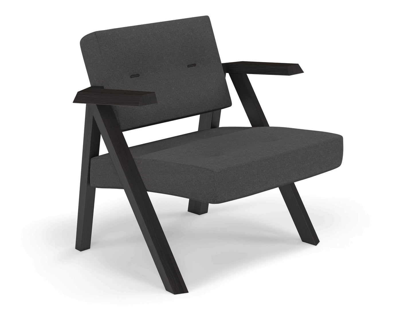 Classic Mid-century Design Armchair with Buttons in Slate Grey Fabric-Distinct Designs (London) Ltd