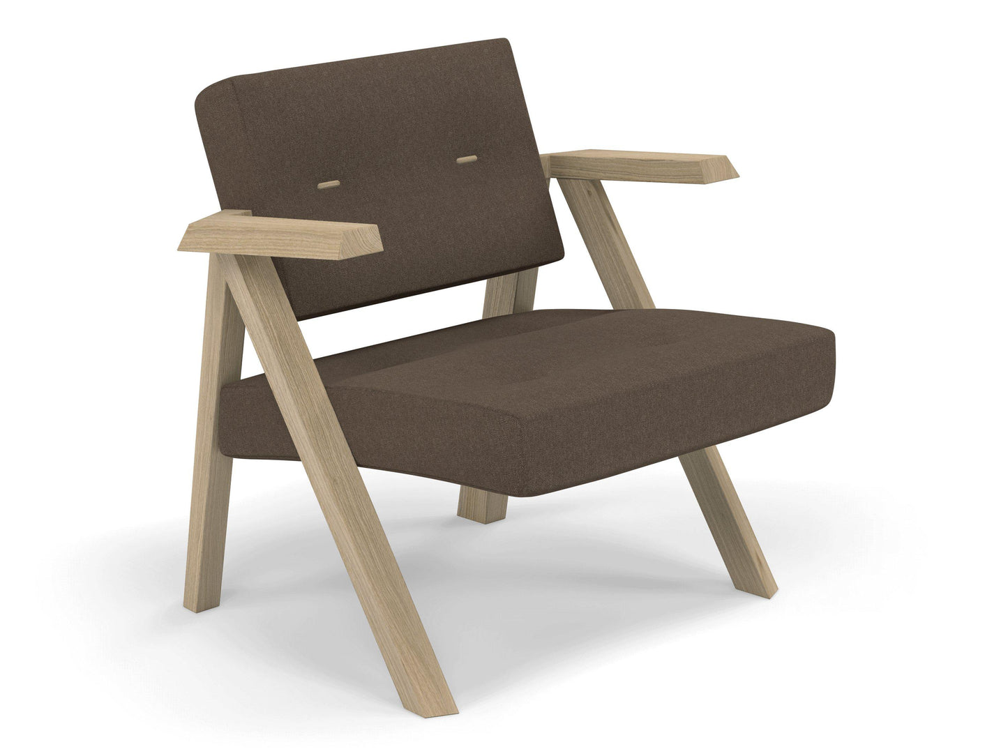 Classic Mid-century Design Armchair with Buttons in Coffee Brown Fabric-Distinct Designs (London) Ltd