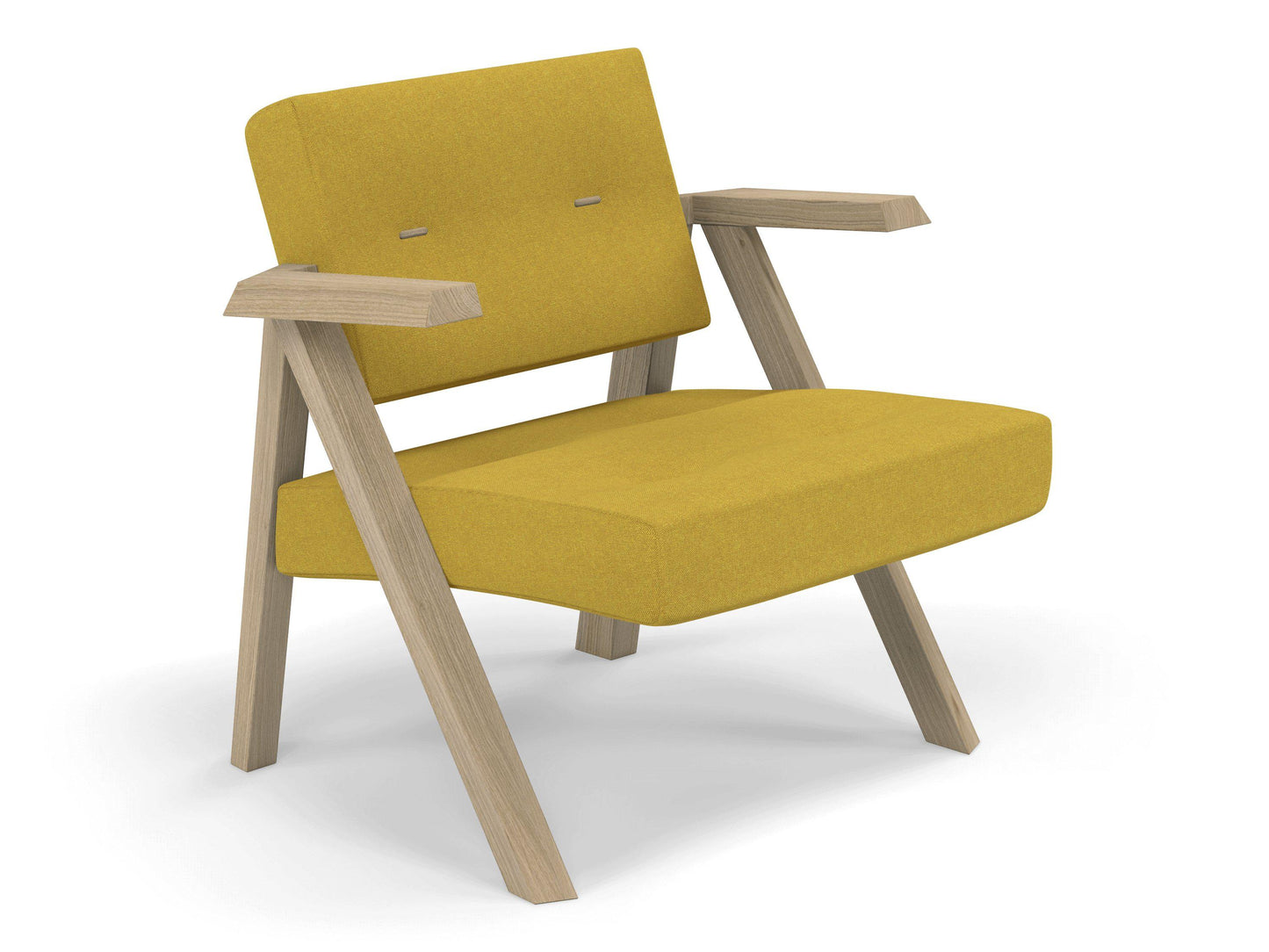 Classic Mid-century Design Armchair with Buttons in Mustard Yellow Fabric-Distinct Designs (London) Ltd