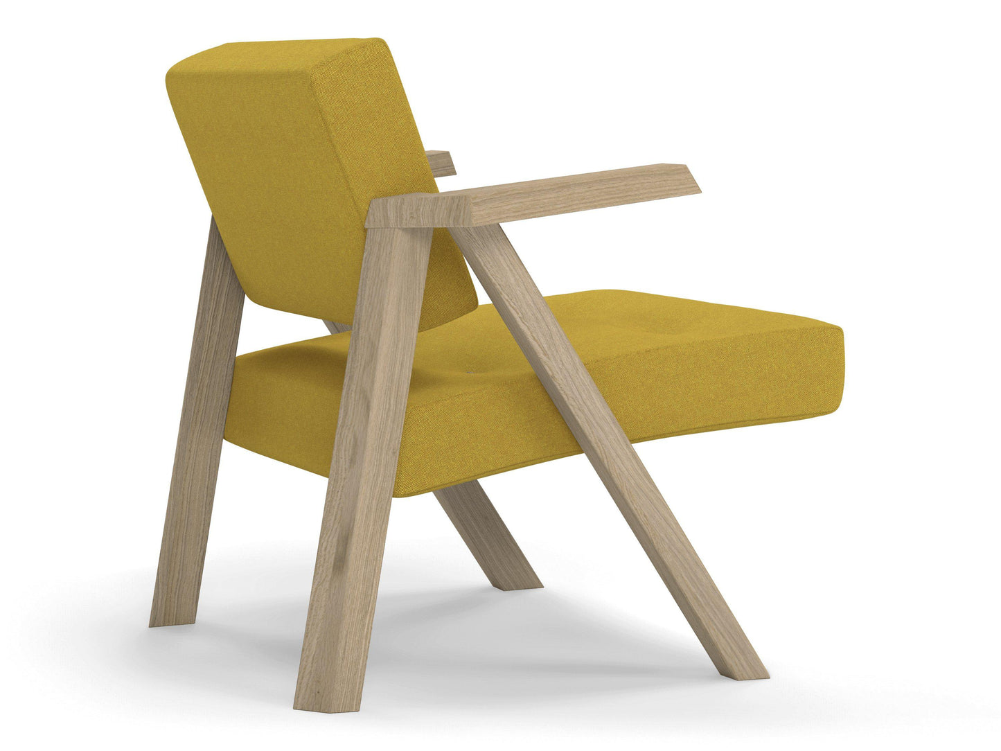 Classic Mid-century Design Armchair with Buttons in Mustard Yellow Fabric-Distinct Designs (London) Ltd