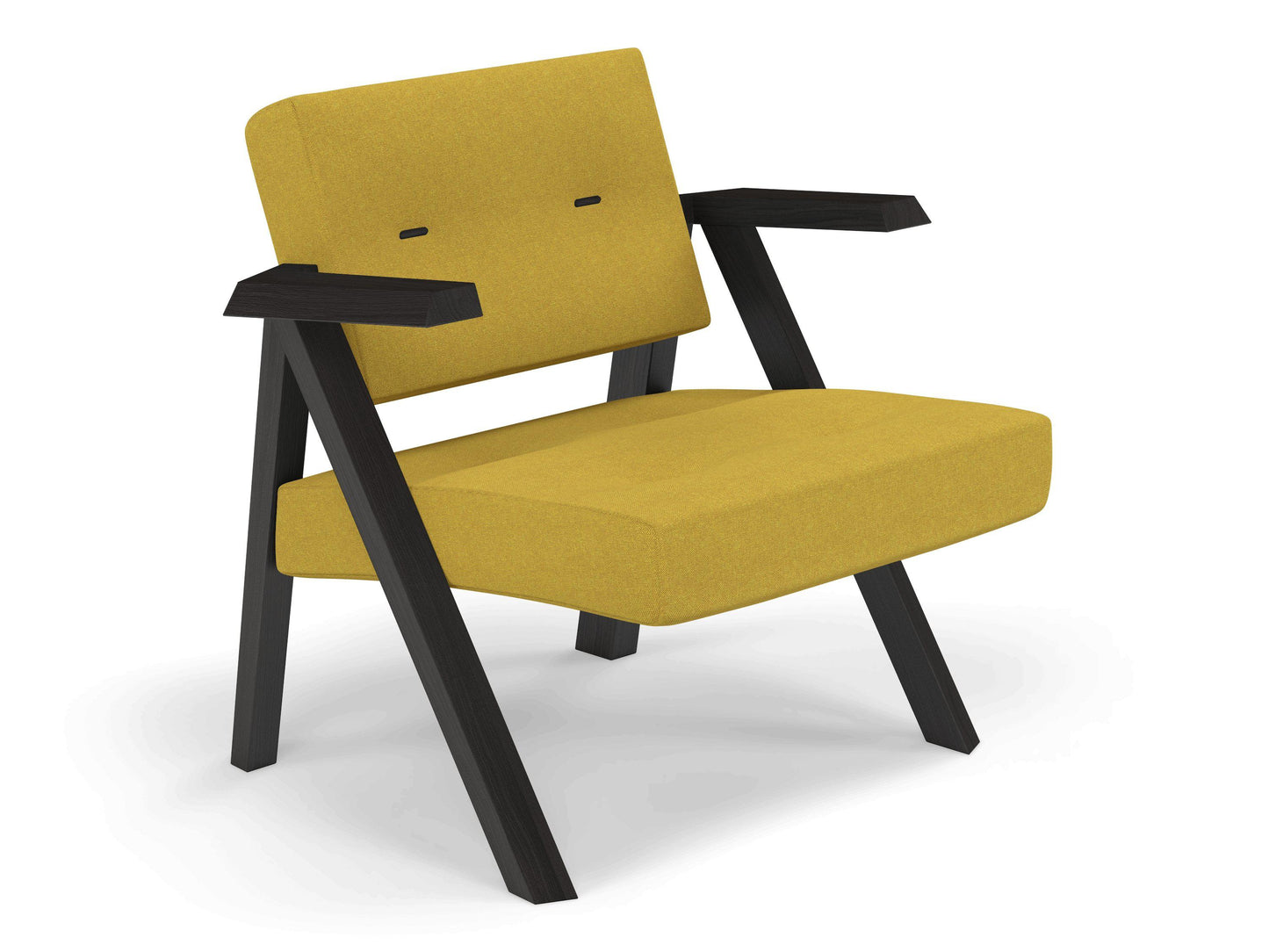 Classic Mid-century Design Armchair with Buttons in Mustard Yellow Fabric-Distinct Designs (London) Ltd