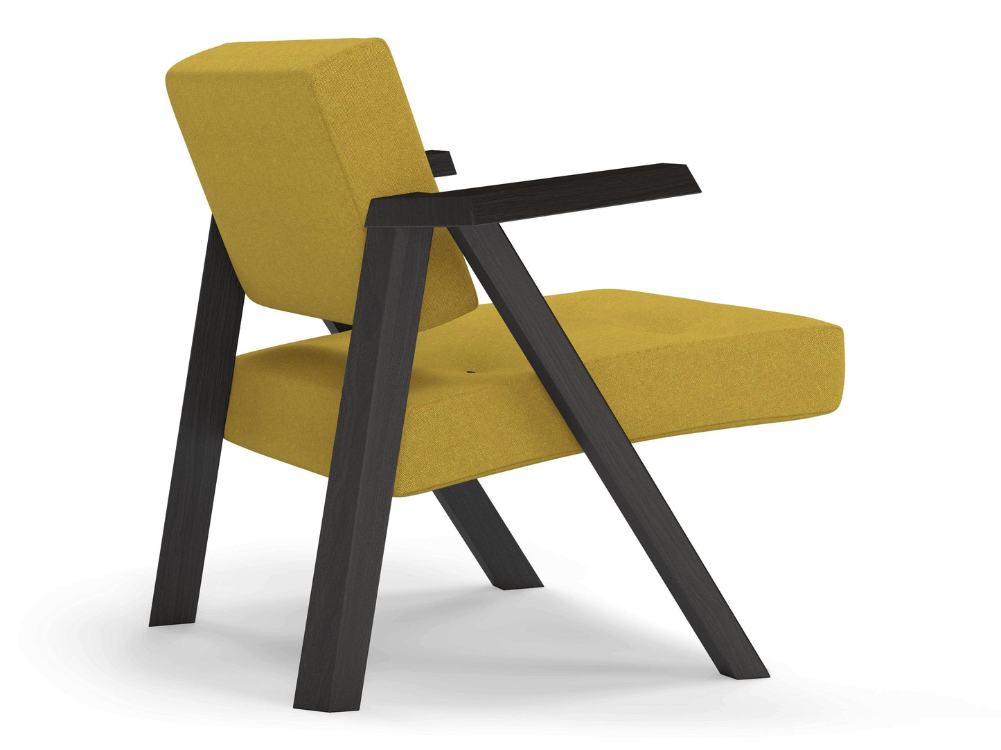 Classic Mid-century Design Armchair with Buttons in Mustard Yellow Fabric-Distinct Designs (London) Ltd