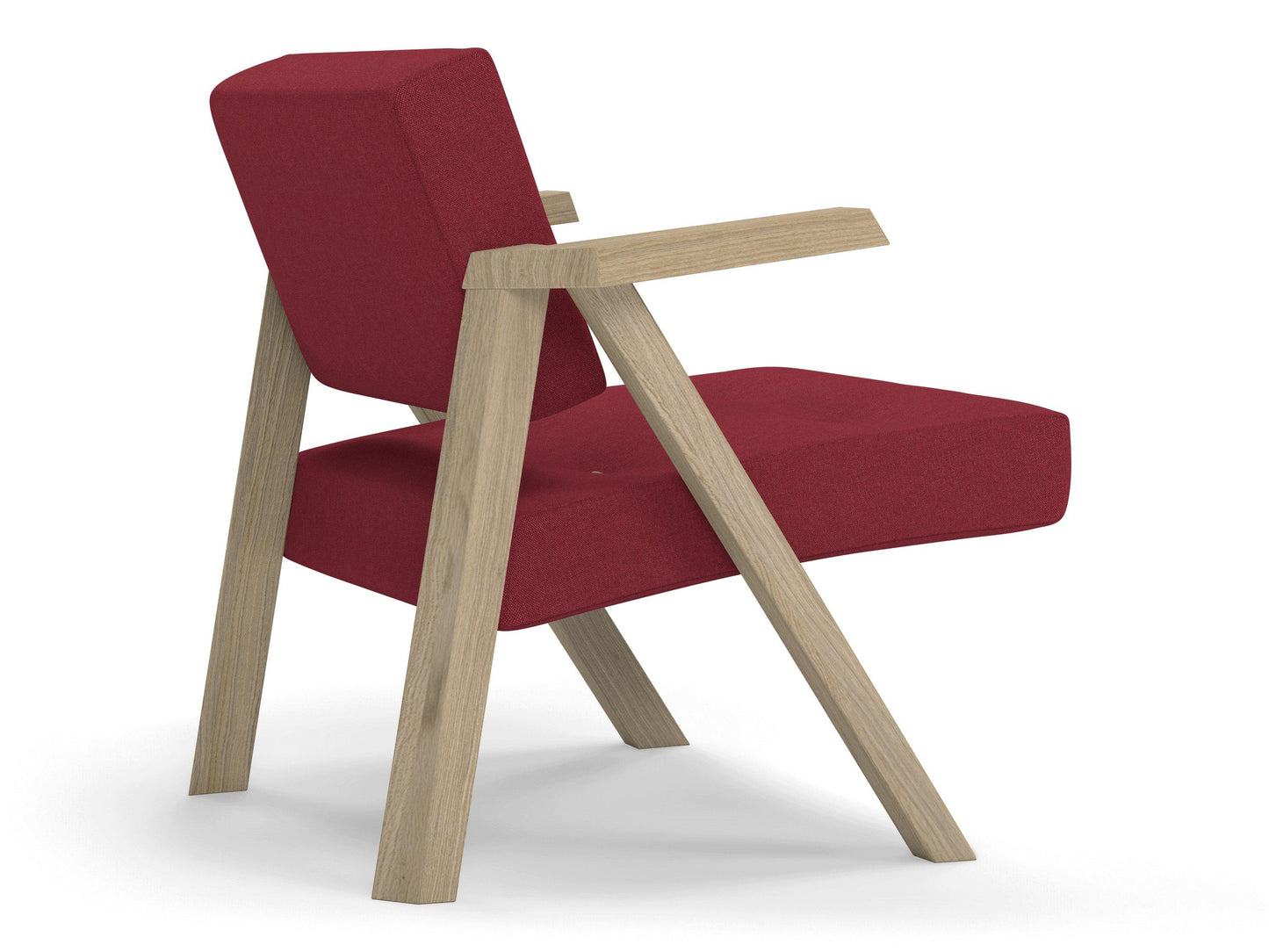 Classic Mid-century Design Armchair with Buttons in Rasberry Red Fabric-Distinct Designs (London) Ltd