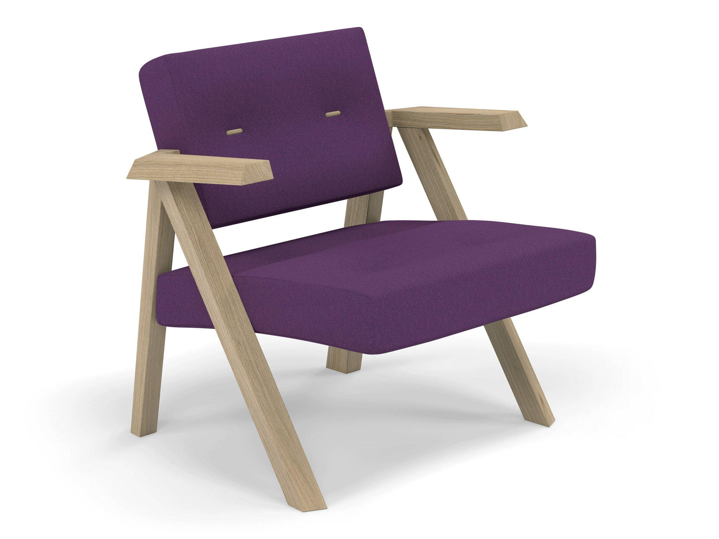 Classic Mid-century Design Armchair with Buttons in Deep Purple Fabric-Distinct Designs (London) Ltd