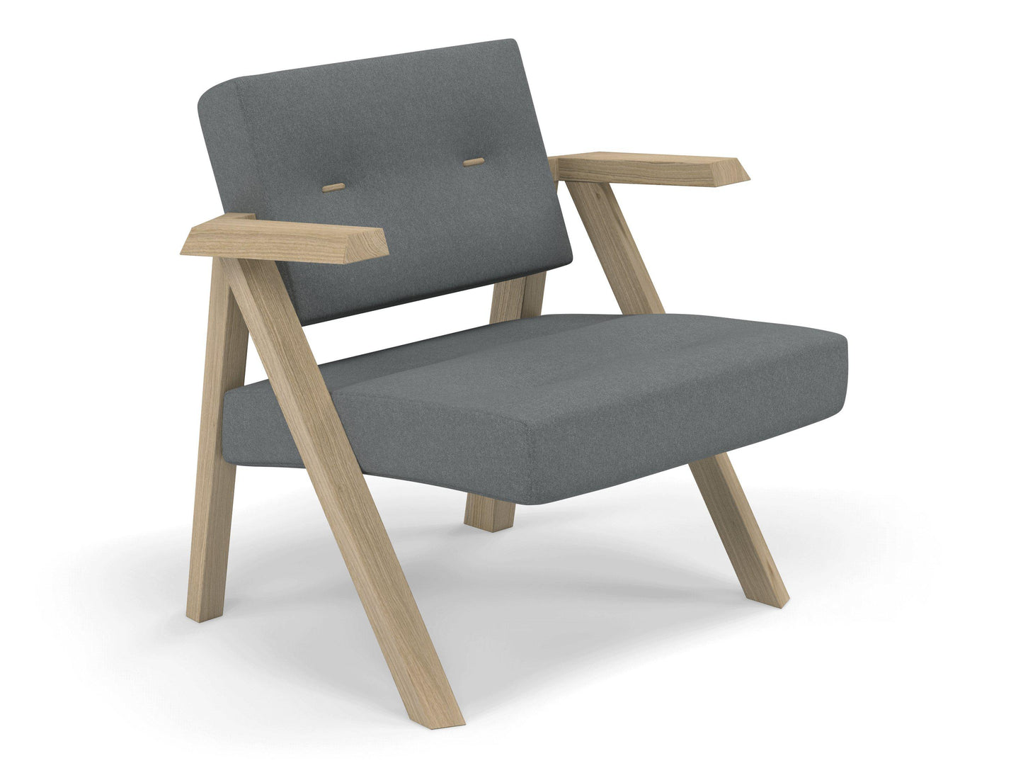 Classic Mid-century Design Armchair with Buttons in Sea Spray Blue Fabric-Distinct Designs (London) Ltd