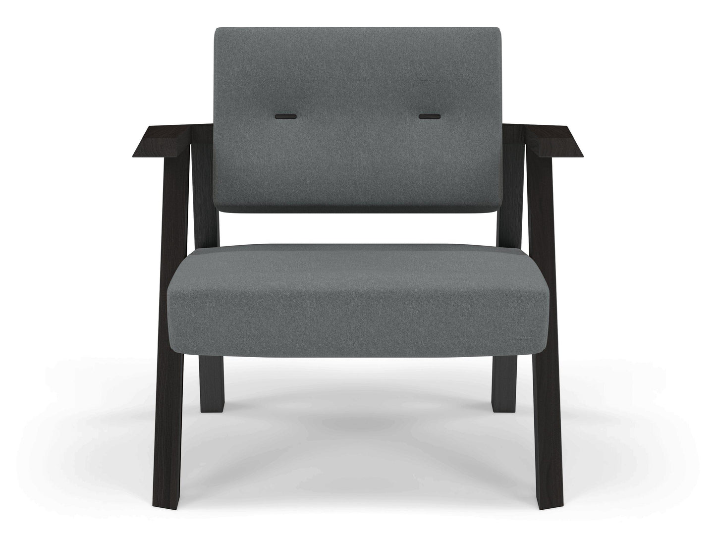 Classic Mid-century Design Armchair with Buttons in Sea Spray Blue Fabric-Wenge Oak-Distinct Designs (London) Ltd