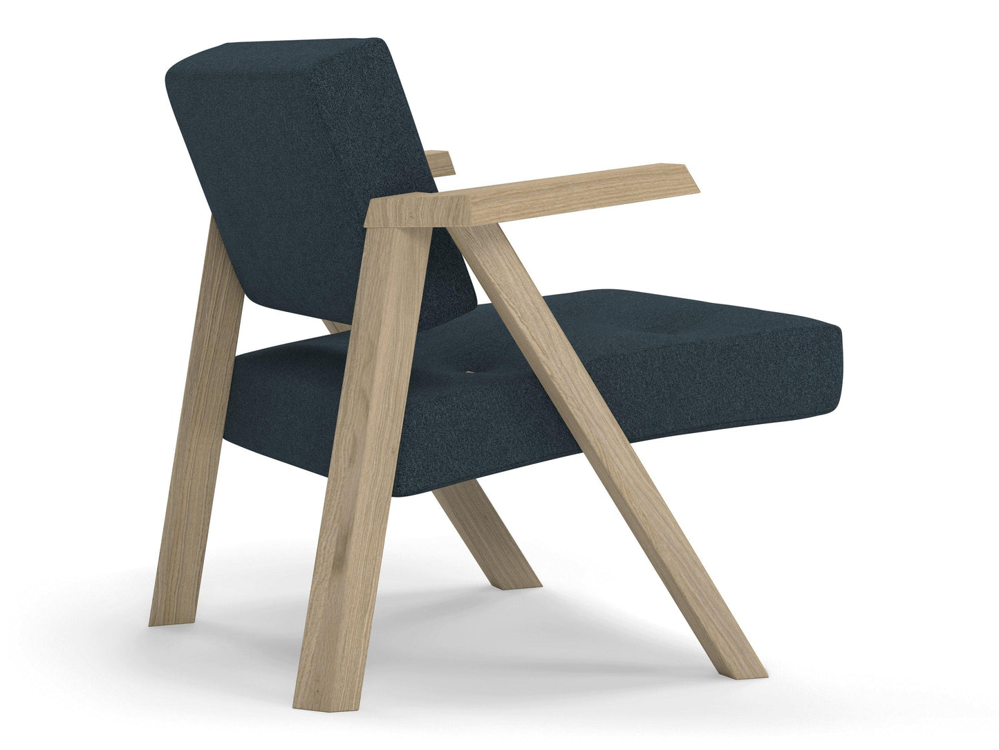 Classic Mid-century Design Armchair with Buttons in Denim Blue Fabric-Distinct Designs (London) Ltd
