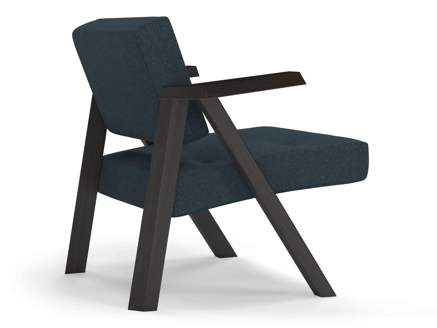 Classic Mid-century Design Armchair with Buttons in Denim Blue Fabric-Distinct Designs (London) Ltd
