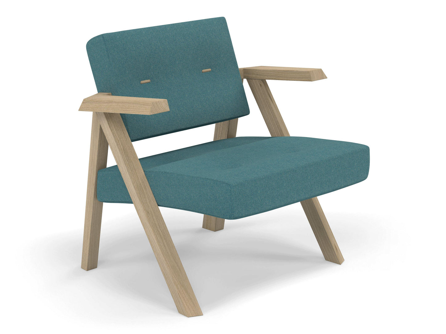 Classic Mid-century Design Armchair with Buttons in Teal Blue Fabric-Distinct Designs (London) Ltd