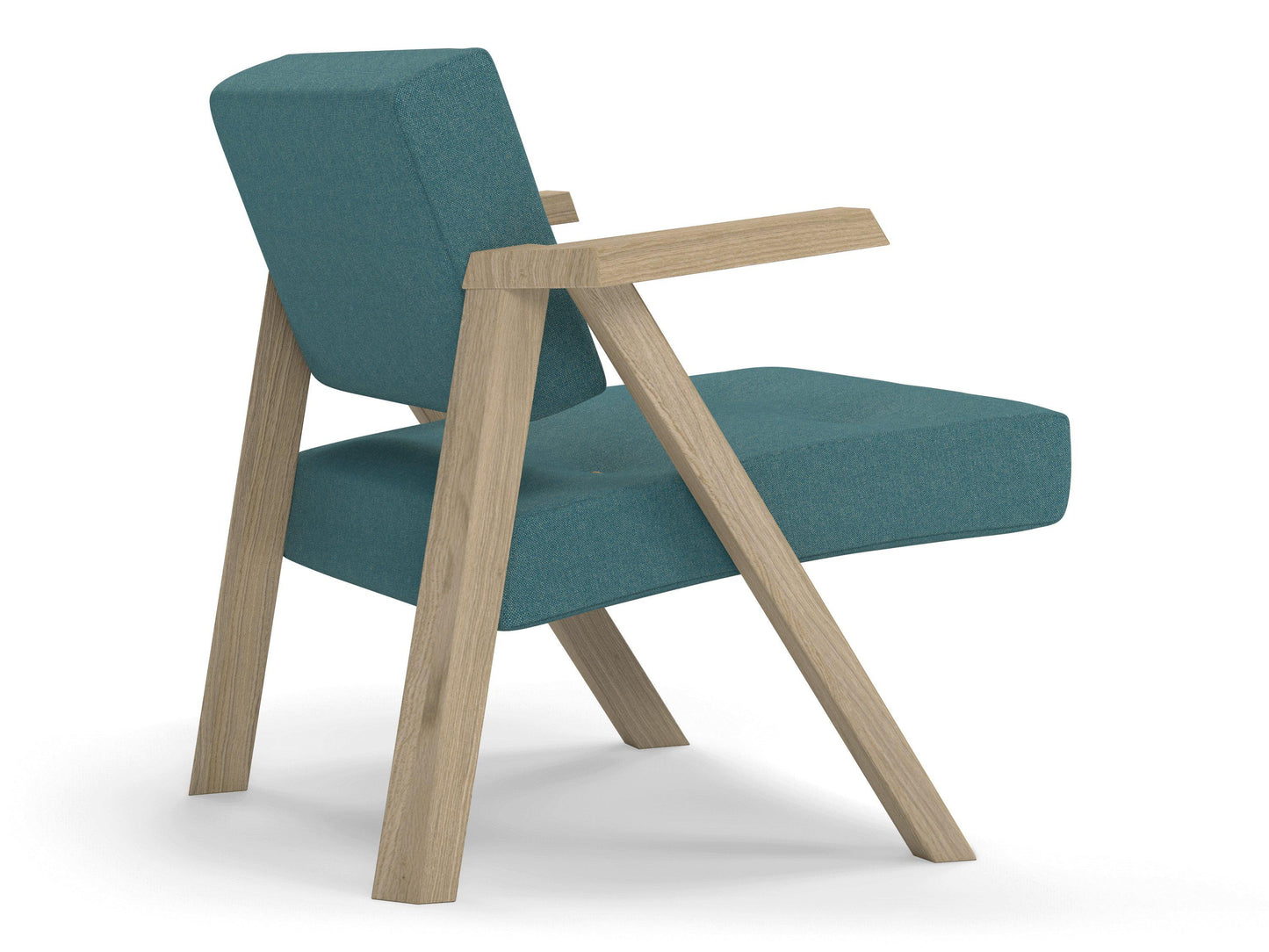 Classic Mid-century Design Armchair with Buttons in Teal Blue Fabric-Distinct Designs (London) Ltd