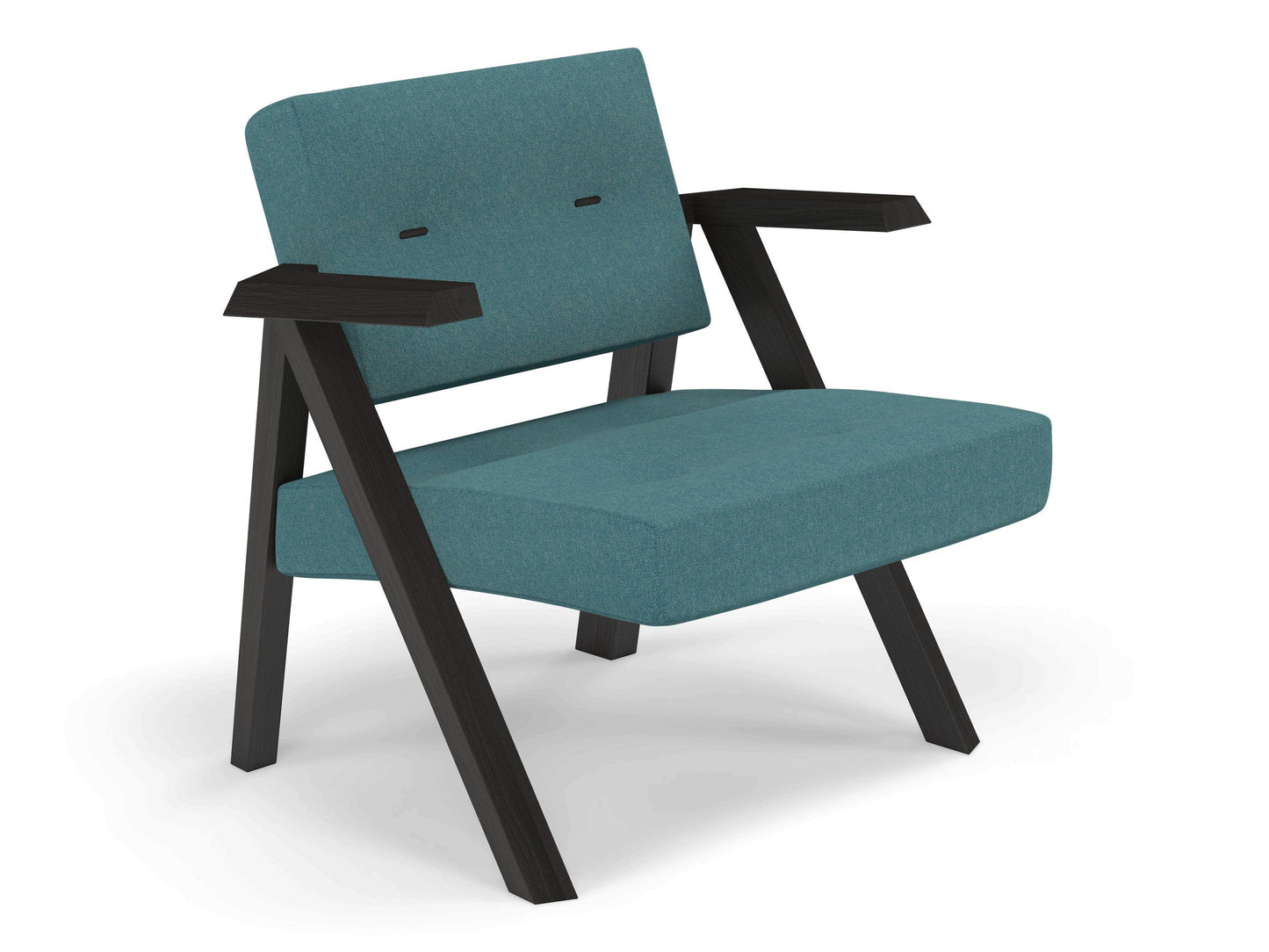 Classic Mid-century Design Armchair with Buttons in Teal Blue Fabric-Distinct Designs (London) Ltd