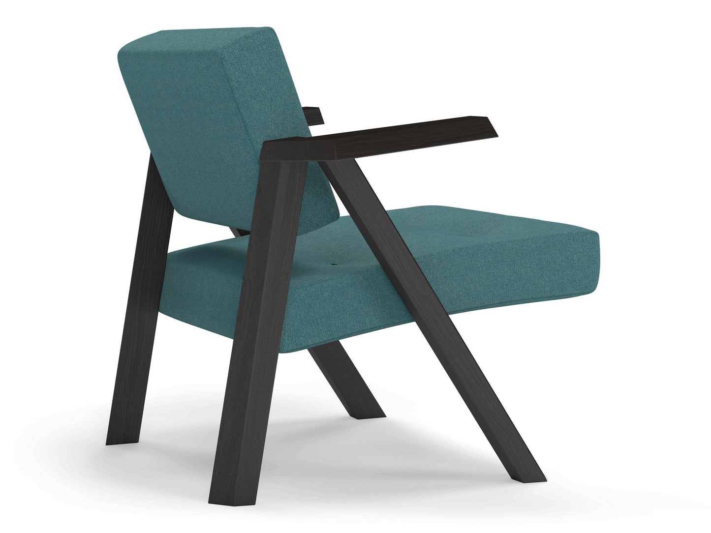 Classic Mid-century Design Armchair with Buttons in Teal Blue Fabric-Distinct Designs (London) Ltd