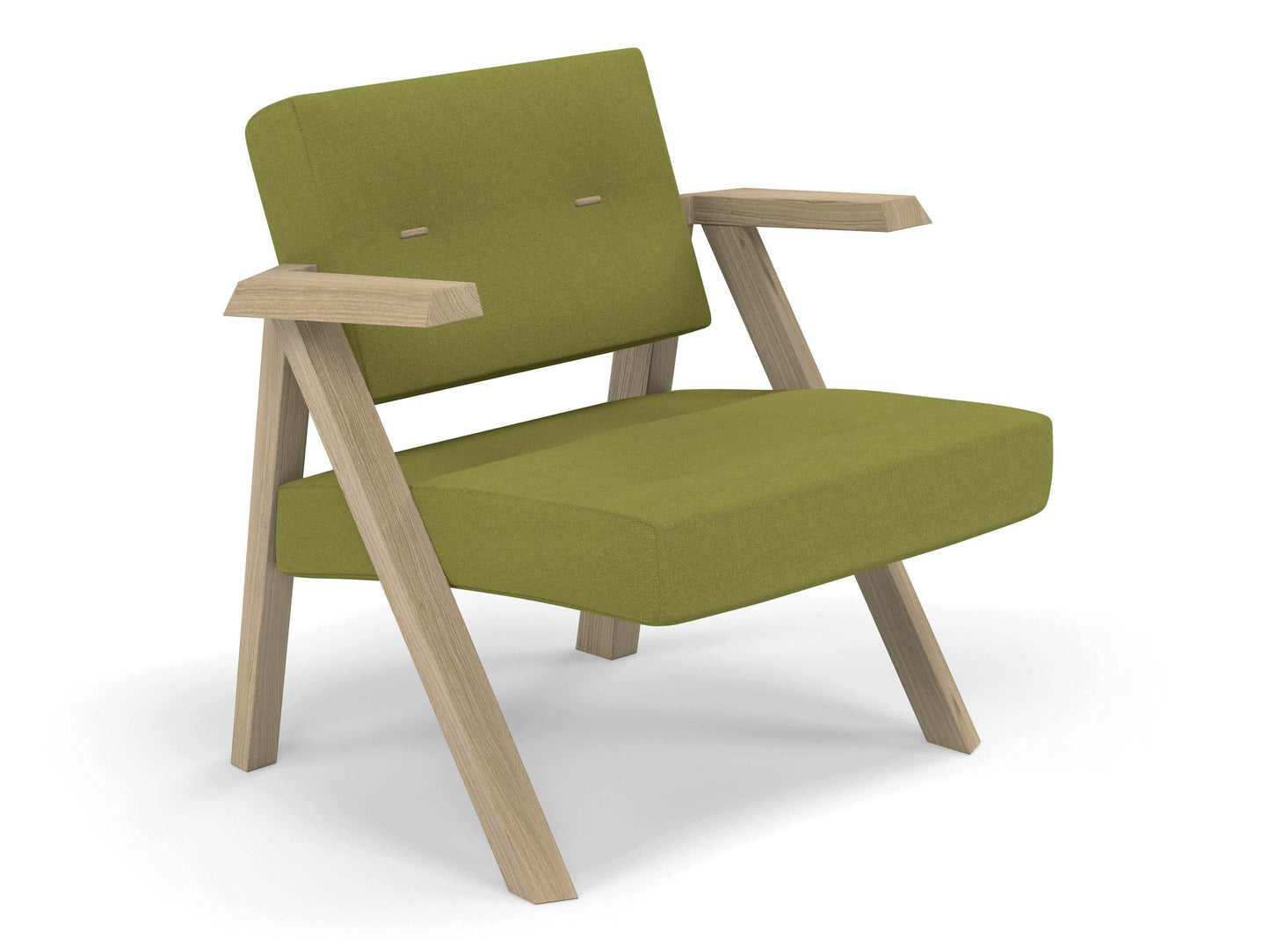 Classic Mid-century Design Armchair with Buttons in Lime Green Fabric-Distinct Designs (London) Ltd