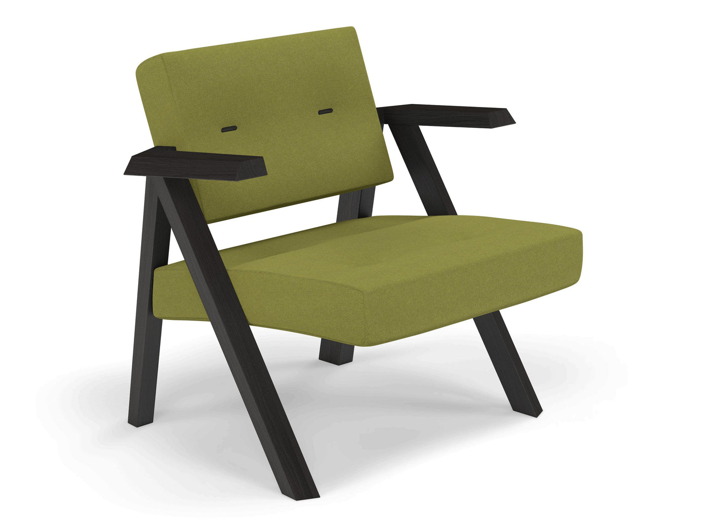 Classic Mid-century Design Armchair with Buttons in Lime Green Fabric-Distinct Designs (London) Ltd