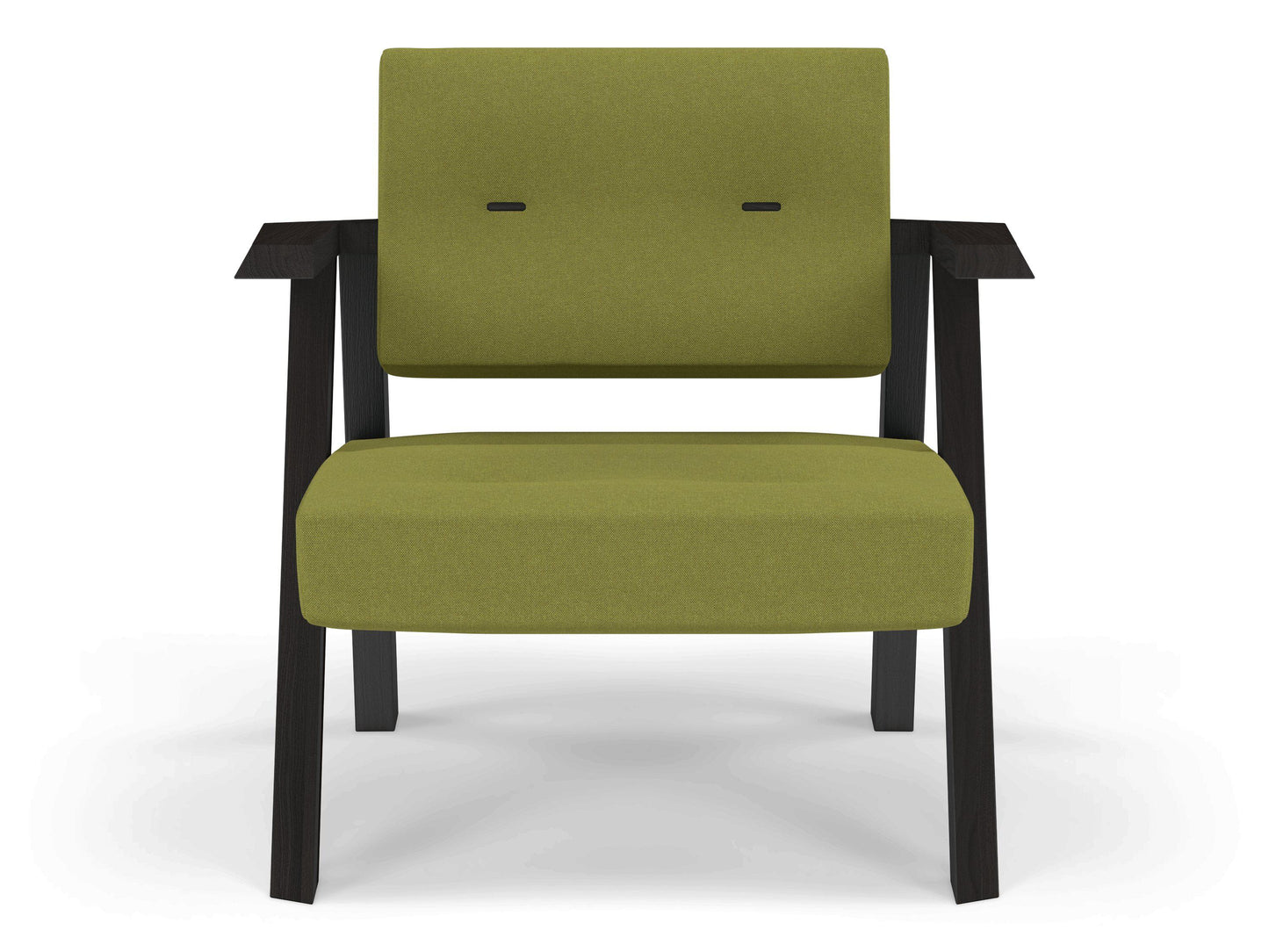 Classic Mid-century Design Armchair with Buttons in Lime Green Fabric-Wenge Oak-Distinct Designs (London) Ltd