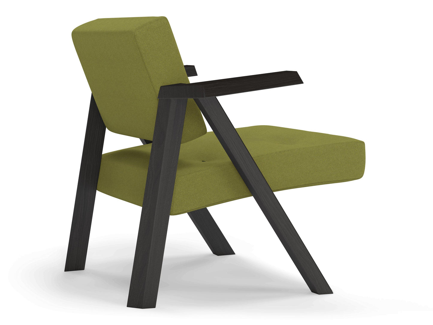 Classic Mid-century Design Armchair with Buttons in Lime Green Fabric-Distinct Designs (London) Ltd