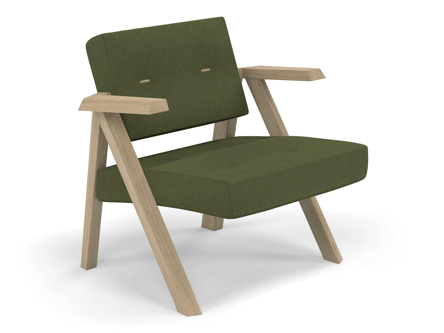 Classic Mid-century Design Armchair with Buttons in Seaweed Green Fabric-Distinct Designs (London) Ltd