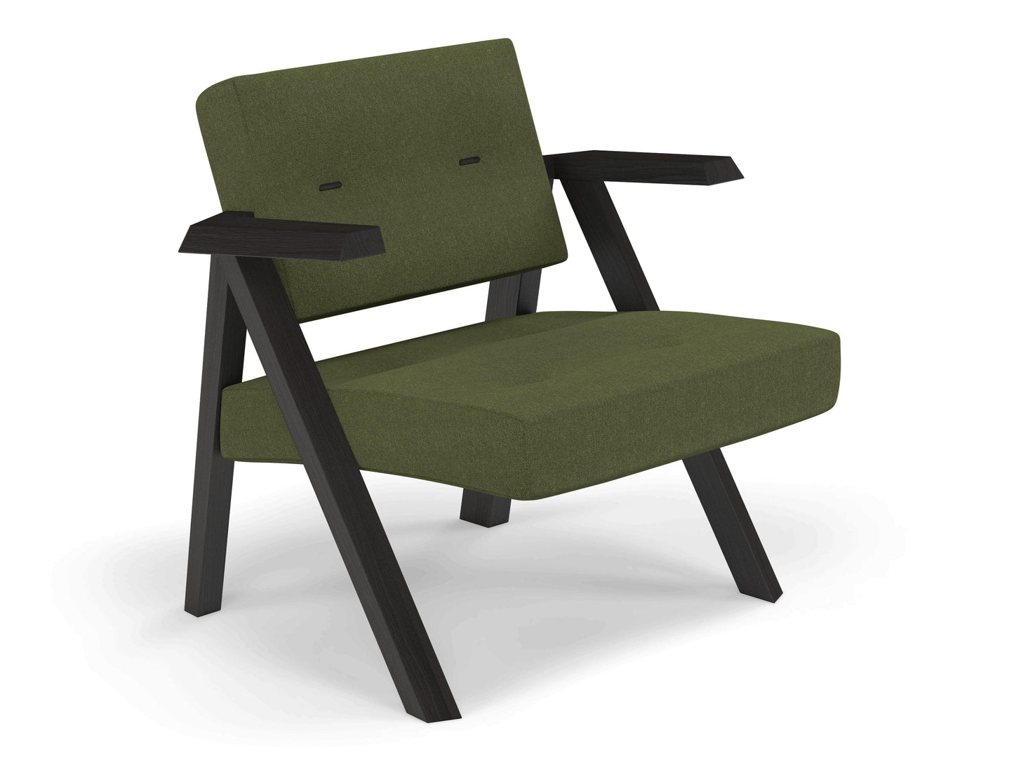 Classic Mid-century Design Armchair with Buttons in Seaweed Green Fabric-Distinct Designs (London) Ltd