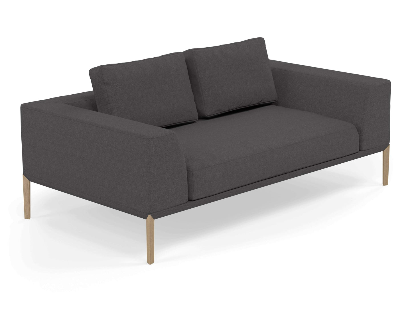 Modern 2 Seater Sofa with 2 Armrests in Slate Grey Fabric-Distinct Designs (London) Ltd