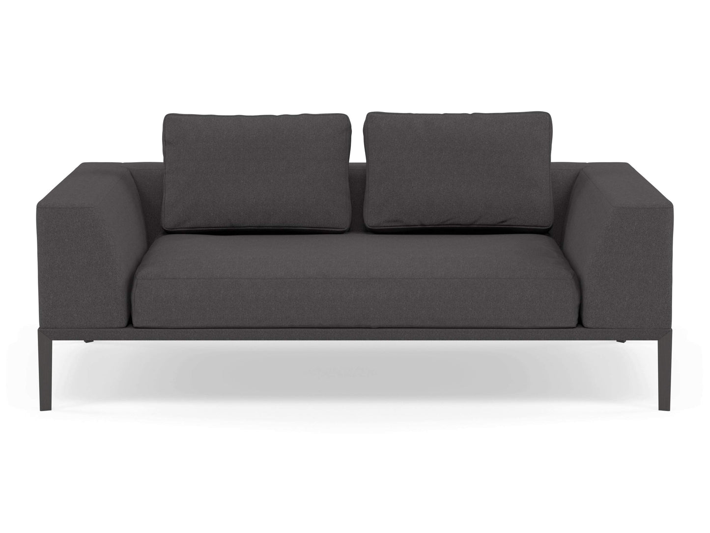 Modern 2 Seater Sofa with 2 Armrests in Slate Grey Fabric-Wenge Oak-Distinct Designs (London) Ltd