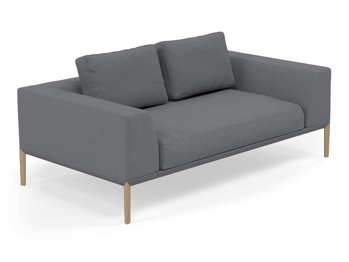 Modern 2 Seater Sofa with 2 Armrests in Sea Spray Blue Fabric-Distinct Designs (London) Ltd
