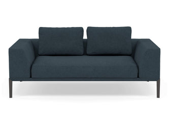 Modern 2 Seater Sofa with 2 Armrests in Denim Blue Fabric-Wenge Oak-Distinct Designs (London) Ltd