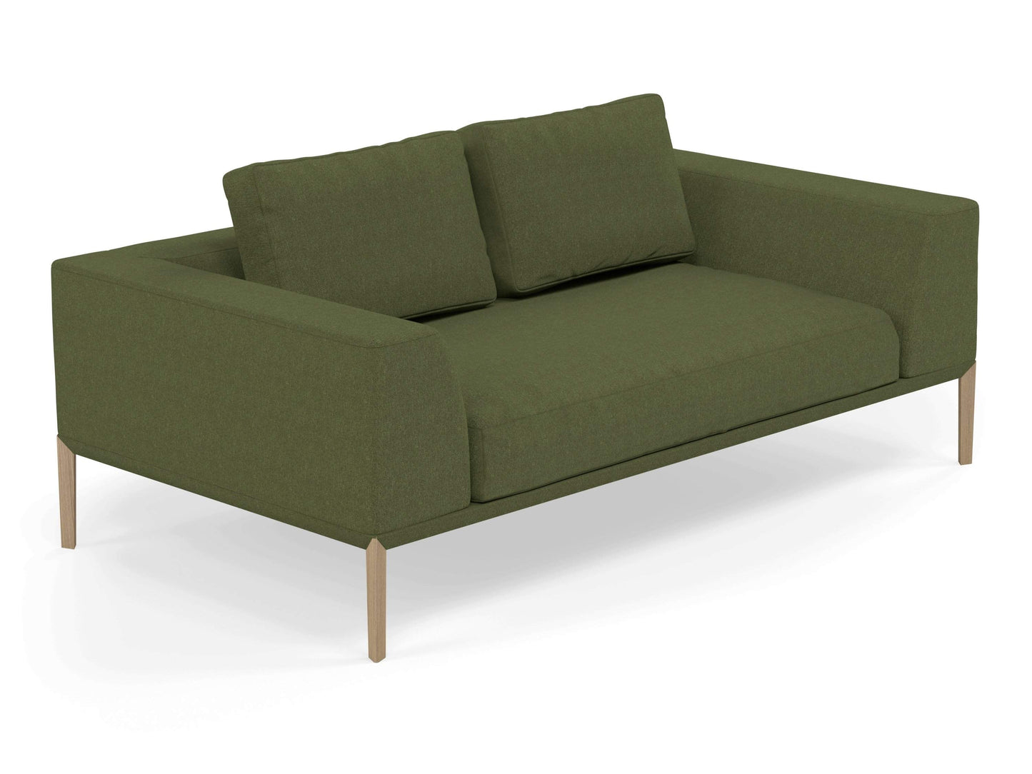 Modern 2 Seater Sofa with 2 Armrests in Seaweed Green Fabric-Distinct Designs (London) Ltd