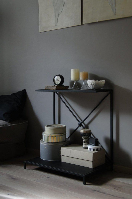 Bespoke Metal Open Low Console Dressing Hall Side Table 48x55x33mm (LxHxD) in Black-Crossbracedd-Distinct Designs (London) Ltd