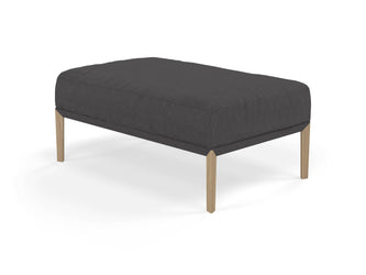 Modern Pouffe Footstool Ottoman Rectangular Seat 103x65cm in Slate Grey Fabric-Natural Oak-Distinct Designs (London) Ltd