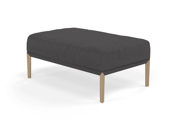 Modern Pouffe Footstool Ottoman Rectangular Seat 103x65cm in Slate Grey Fabric-Natural Oak-Distinct Designs (London) Ltd