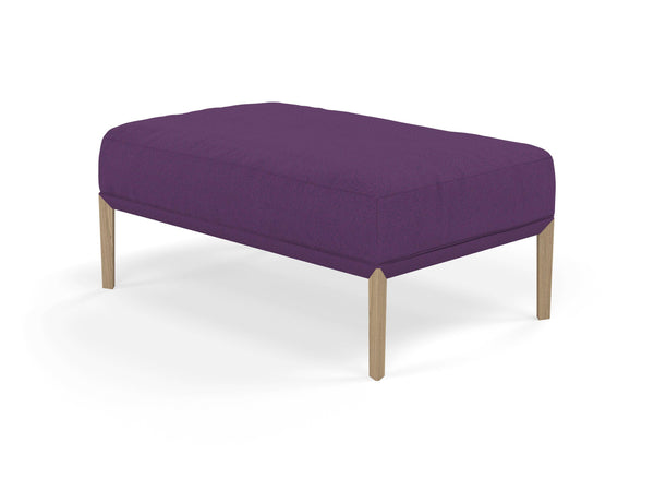 Modern Pouffe Footstool Ottoman Rectangular Seat 103x65cm in Deep Purple Fabric-Natural Oak-Distinct Designs (London) Ltd