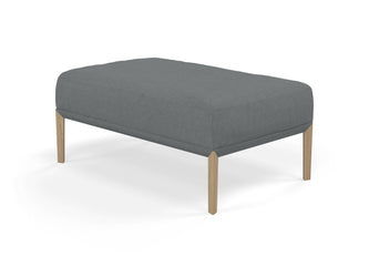 Modern Pouffe Footstool Ottoman Rectangular Seat 103x65cm in Sea Spray Blue Fabric-Natural Oak-Distinct Designs (London) Ltd