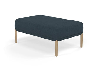 Modern Pouffe Footstool Ottoman Rectangular Seat 103x65cm in Denim Blue Fabric-Natural Oak-Distinct Designs (London) Ltd