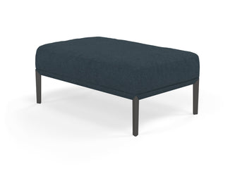 Modern Pouffe Footstool Ottoman Rectangular Seat 103x65cm in Denim Blue Fabric-Wenge Oak-Distinct Designs (London) Ltd