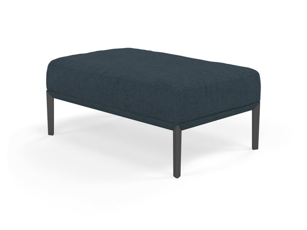 Modern Pouffe Footstool Ottoman Rectangular Seat 103x65cm in Denim Blue Fabric-Wenge Oak-Distinct Designs (London) Ltd