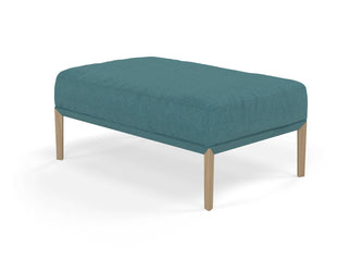 Modern Pouffe Footstool Ottoman Rectangular Seat 103x65cm in Teal Blue Fabric-Natural Oak-Distinct Designs (London) Ltd